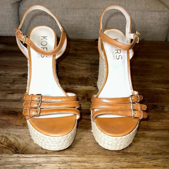 Michael Kors MK Espadrilles Wedge Sandals Shoes 10M Brown - Picture 2 of 12